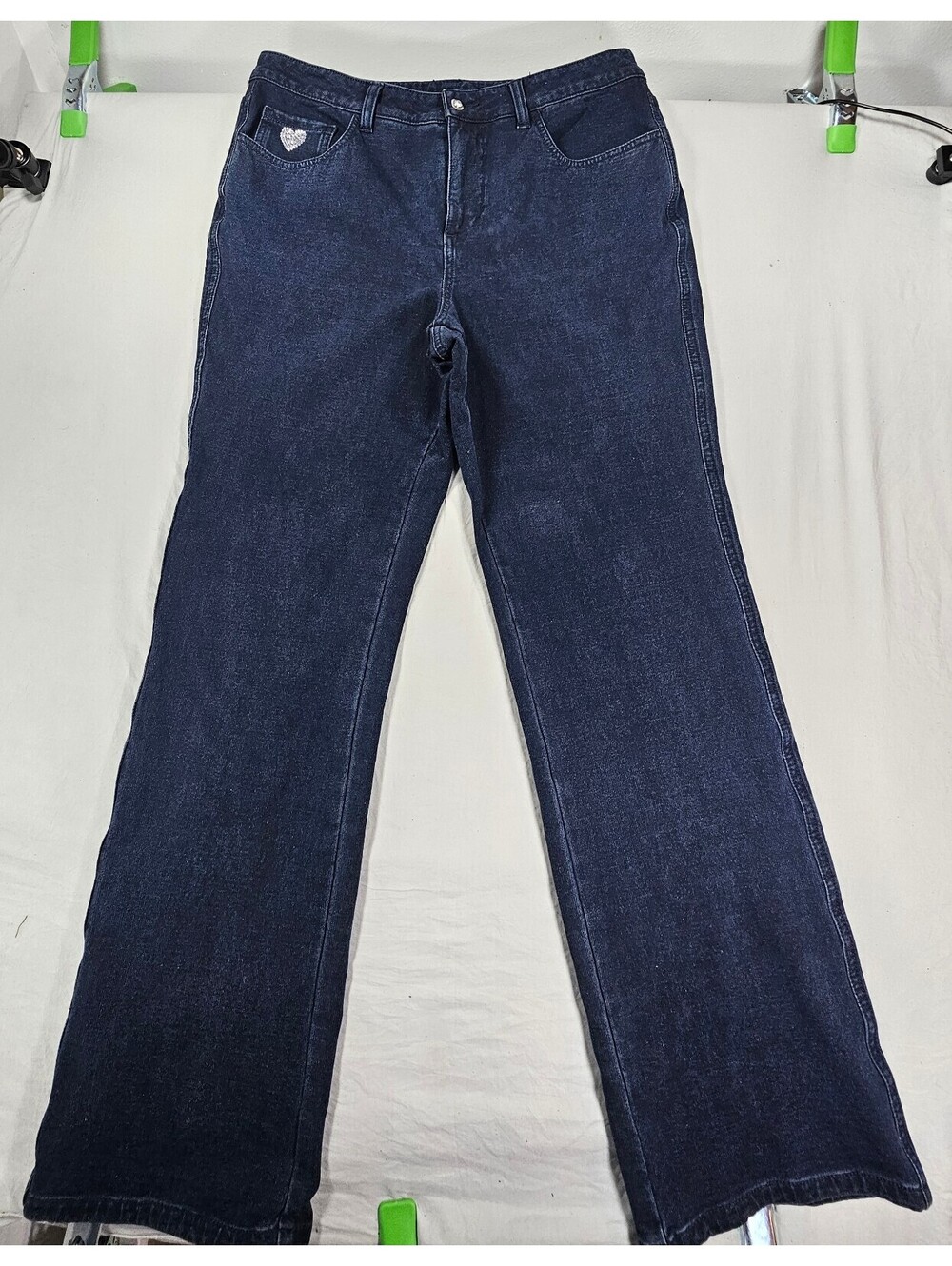 Dream Jeans by Quacker Factory Women's Denim Jeans with Rhinestone Heart.Size 12